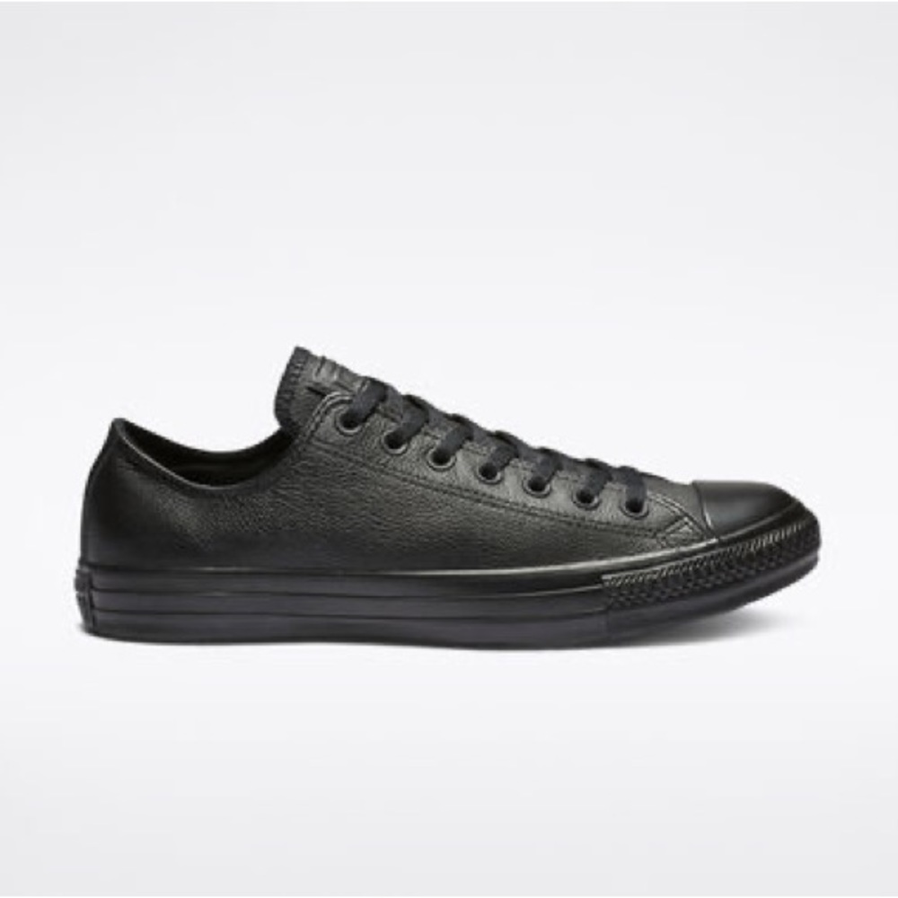 All black, leather converse low tops
